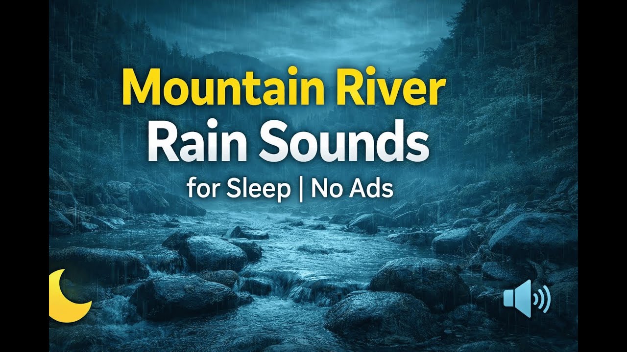 Mountain River Rain Sounds for Sleep | Calm Flowing Water Ambience (No Ads)