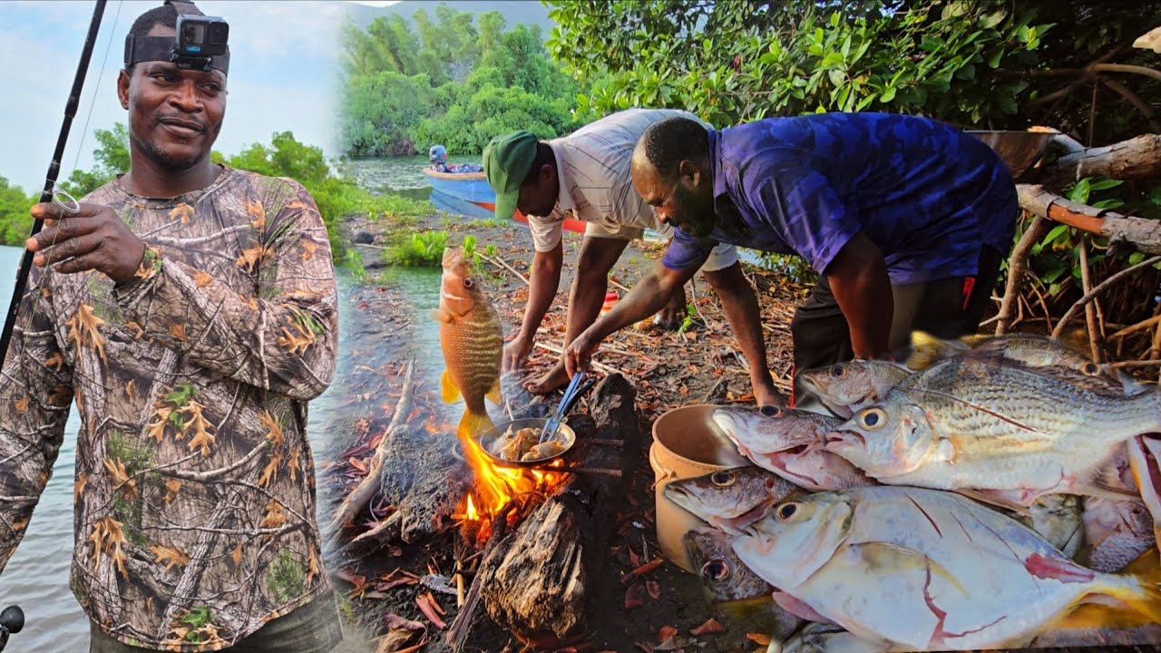 Exciting Jamaica river adventures catching clean and cook right on spot eating what we catch