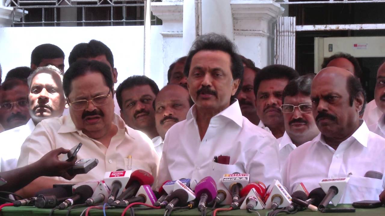 Leader of Opposition MK Stalin and other DMK MLAs&rsquo; stages walkout