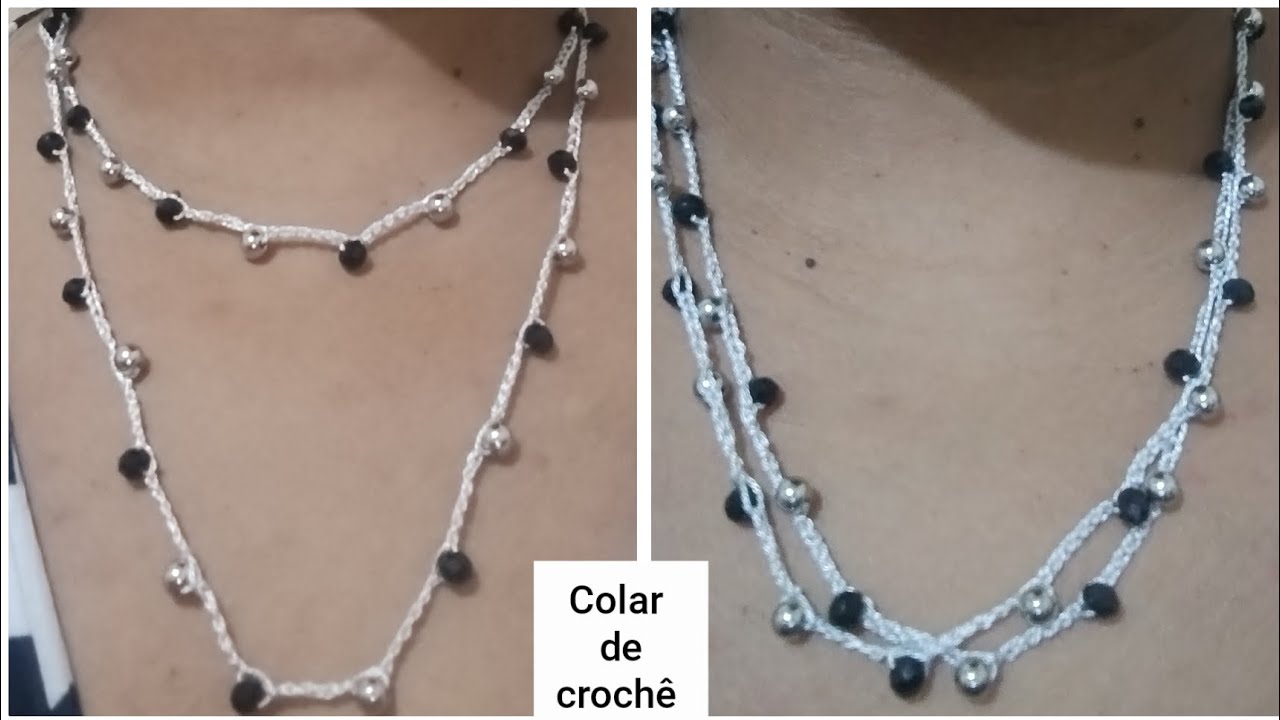 Colar de crochê com pérolas / crochet necklace 