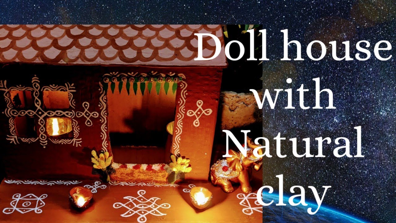 How to Make a mud doll house with cardboard,natural clay/Sankranti bommala koluvu ideas
