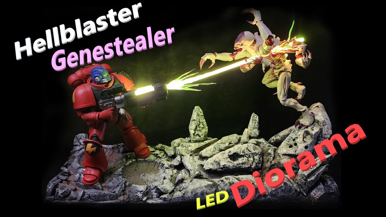 Hellblaster Genestealer Diorama Warhammer 40k LED lights
