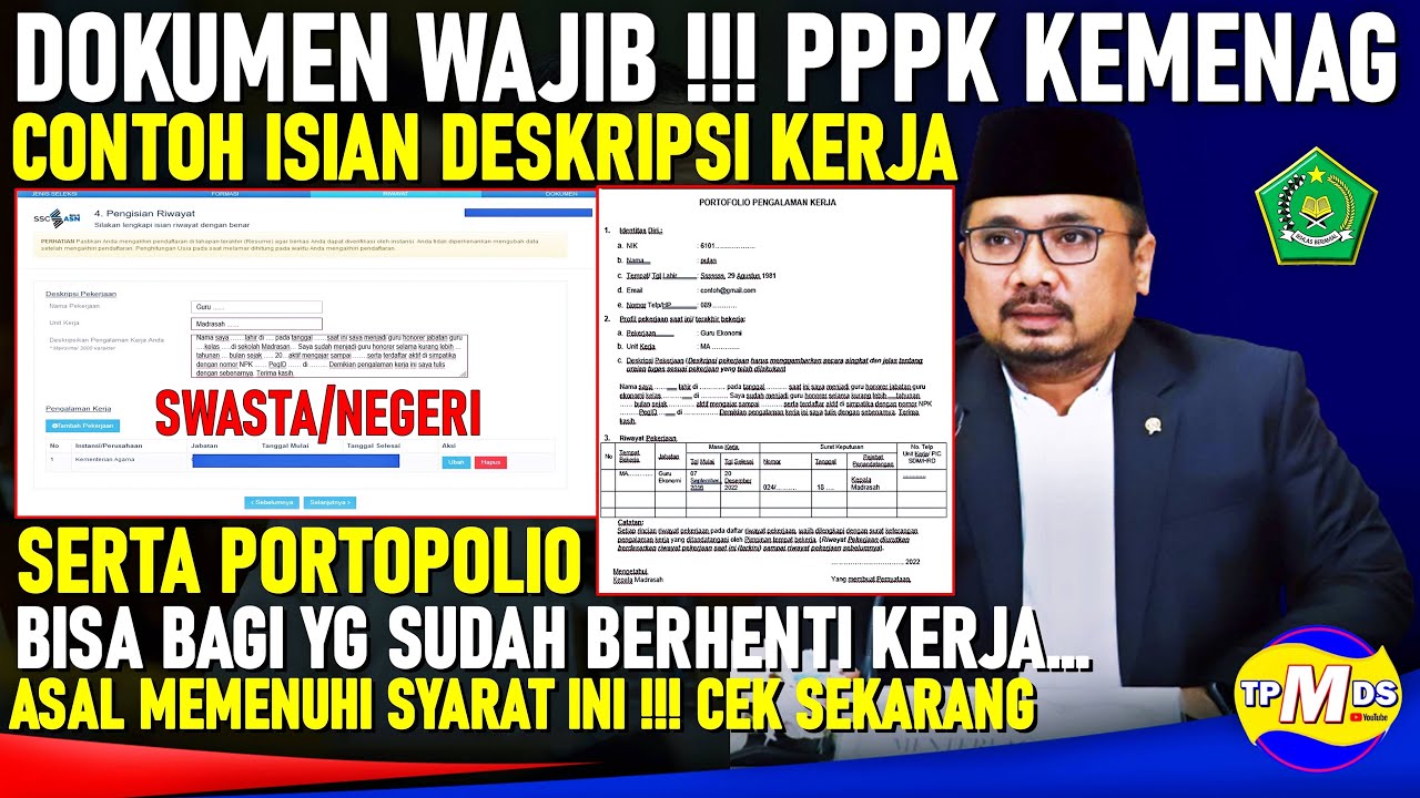 PENDAFTARAN PPPK KEMENAG !!! ISIAN DESKRIPSI KERJA DAN UNGGAH PORTOPOLIO SSCASN