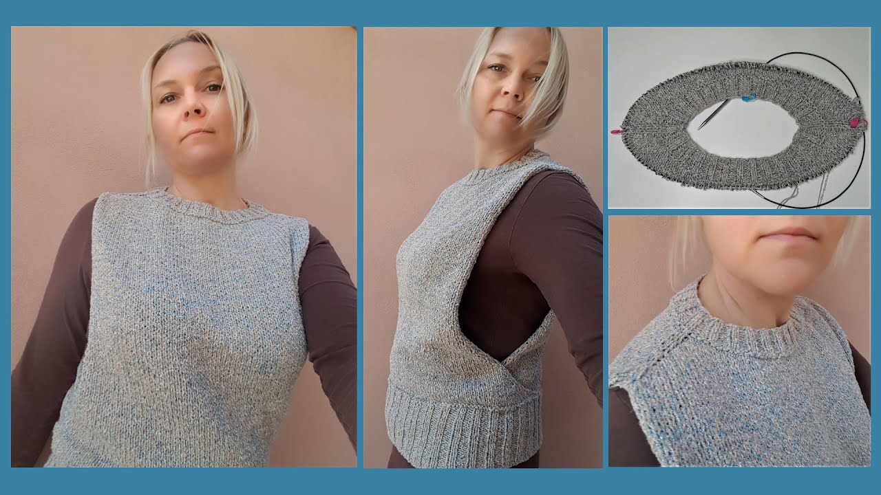 Maglia CONTIGUOUS top down senza maniche ai ferri. Parte 1  – realizziamo il collo arrotondato.