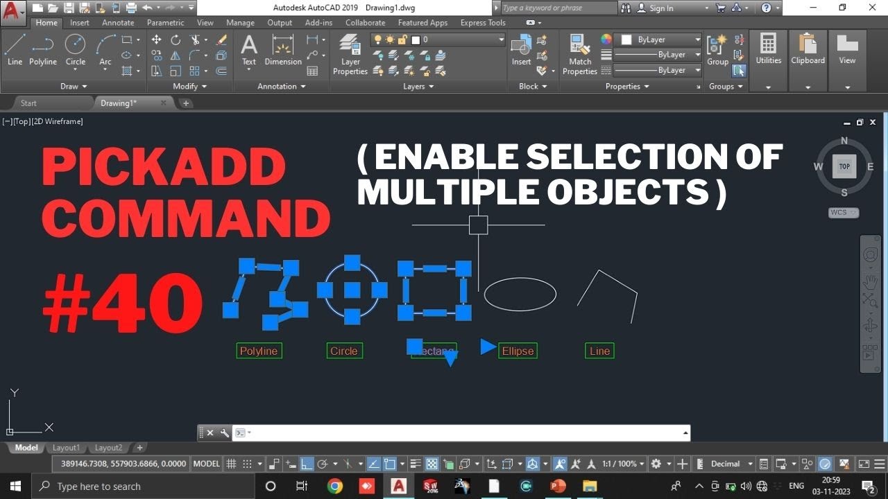 Pickadd Command | PICKADD | Enable Multiple Object Selection | AutoCAD Class 40 | Multiple Selection