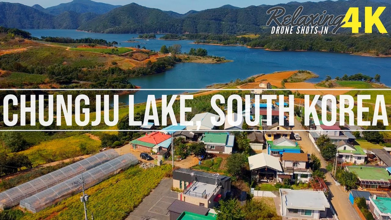 Chungju Lake Korean Countryside Relaxing 4K Drone Film