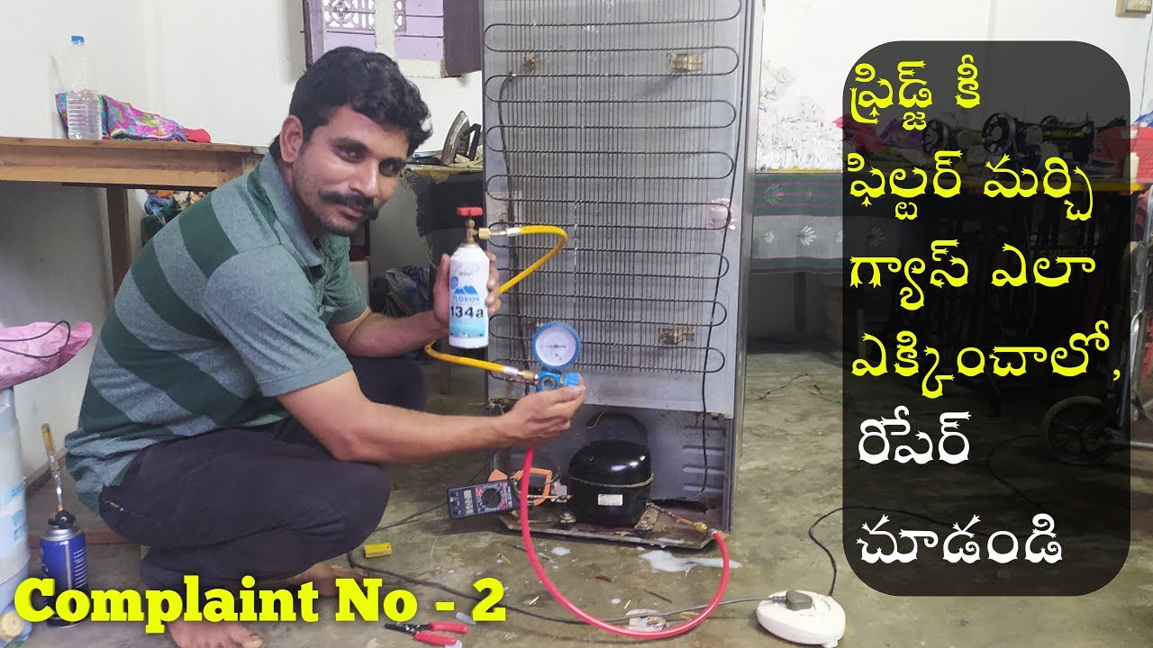 Fridge Repair in Telugu | How To Change Refrigerator Filter And 134 Gas Charging Telugu | Samsung