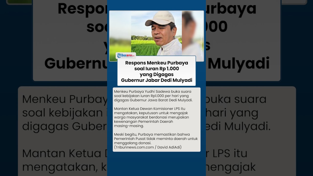 Menkeu Purbaya Tanggapi Iuran Rp 1.000 yang Digagas Gubernur Jabar Dedi Mulyadi: Terserah Pemdanya