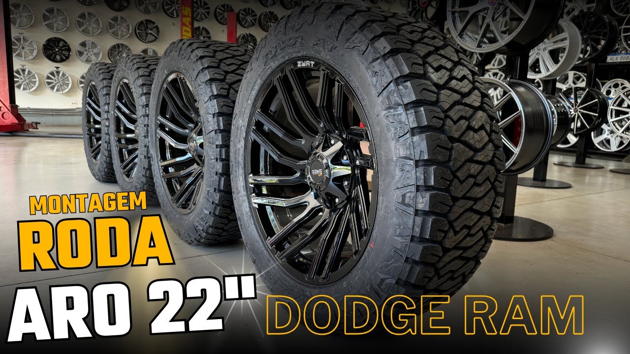 Montagem de Rodas aro 22 com Pneus Maxxis A/T para Dodge RAM