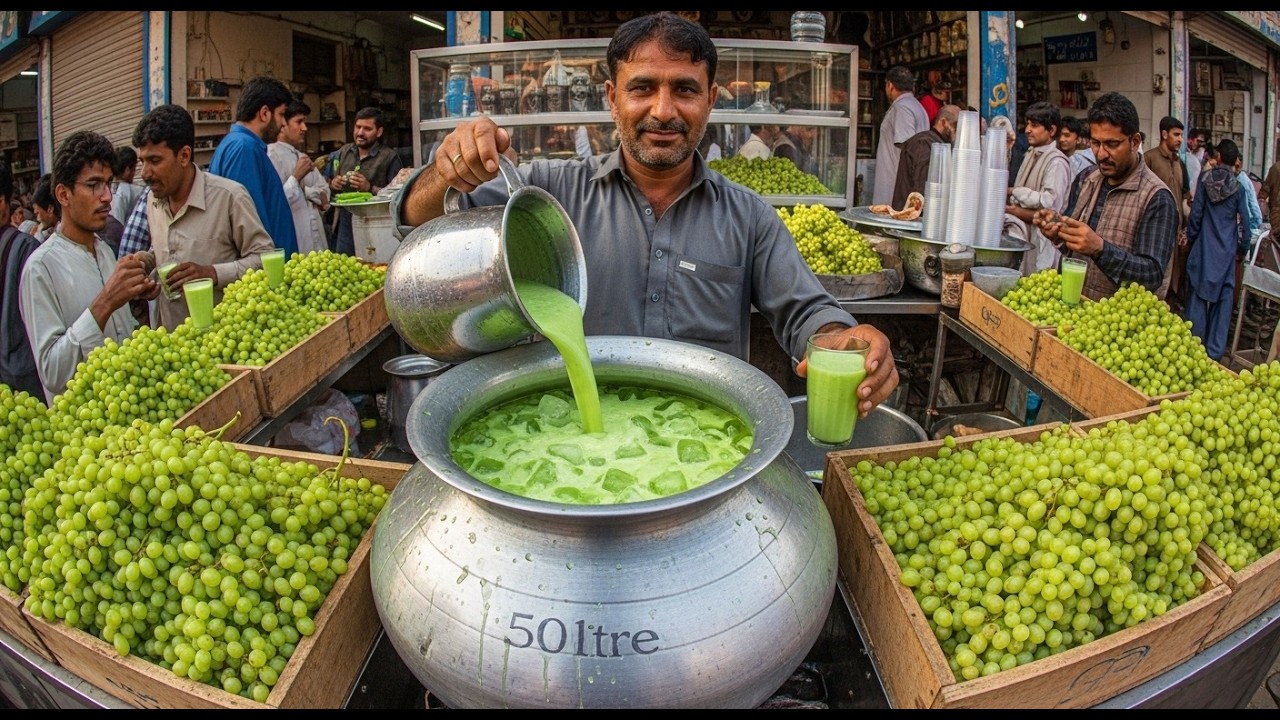 Roadside Grapes Milkshake 🍇 Healthy Grape Juice Making Process - Pakistani Street Drink