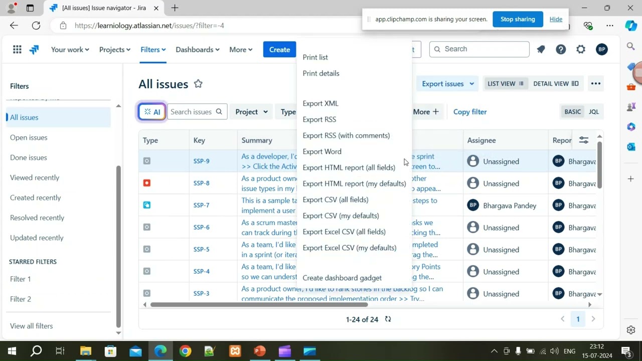 How to creating Filter in JIRA, connect excel with JIRA