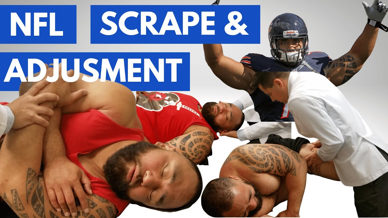 CHICAGO BEARS Defensive Tackle gets CRUNCHY Back and Neck Chiropractic Adjustments after Scraping