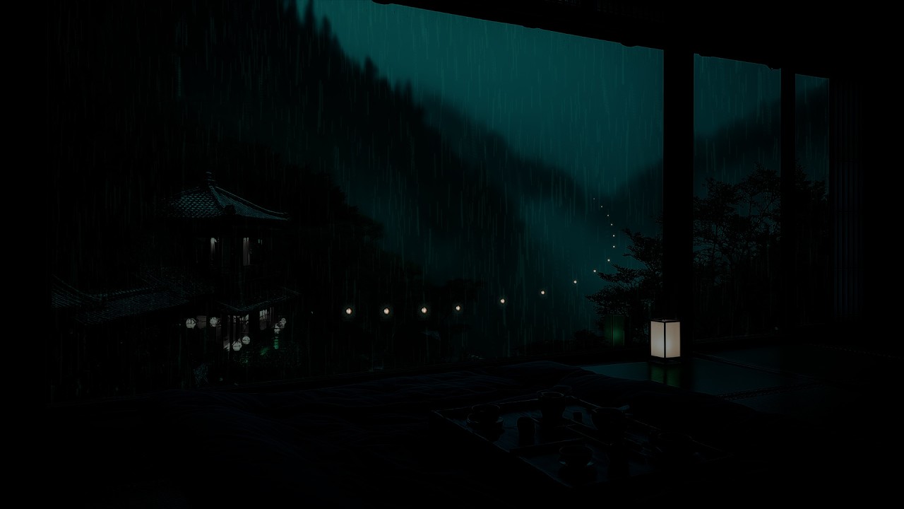 Rain Falling at a Deep Mountain Cabin 🌧 (No Ads) | Dark Bedroom Ambience for Restful Sleep