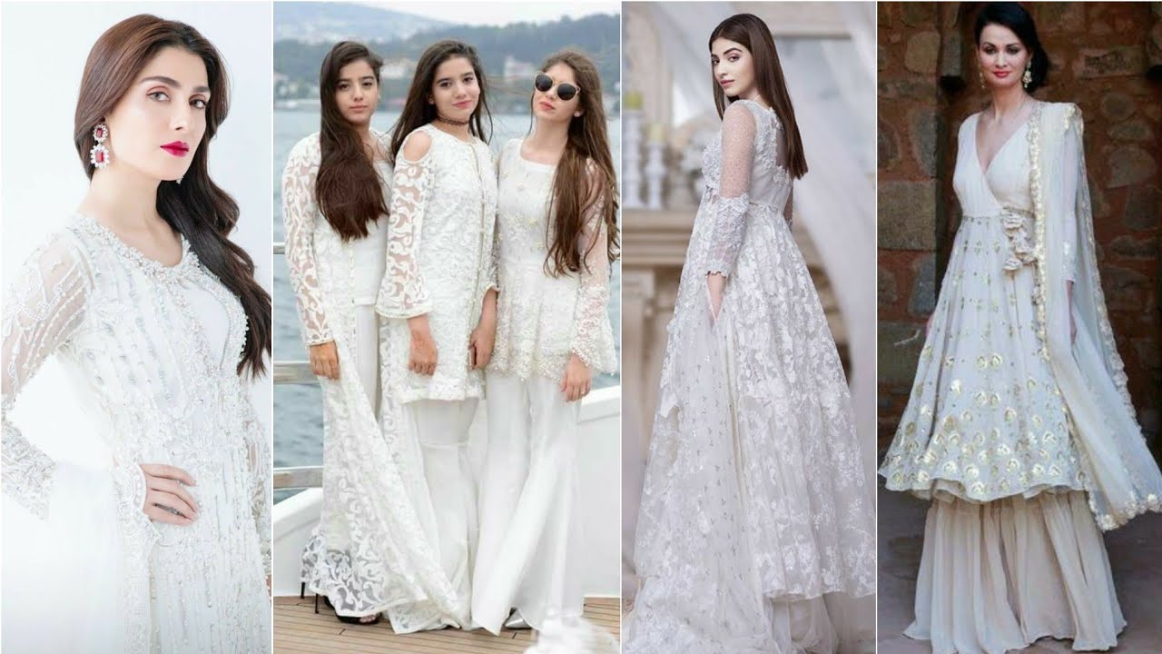 white dress collection for girls short and long white frocks design 2021