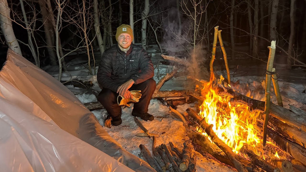 Cold Winter Night with No Sleeping Bag | Greenhouse Shelter
