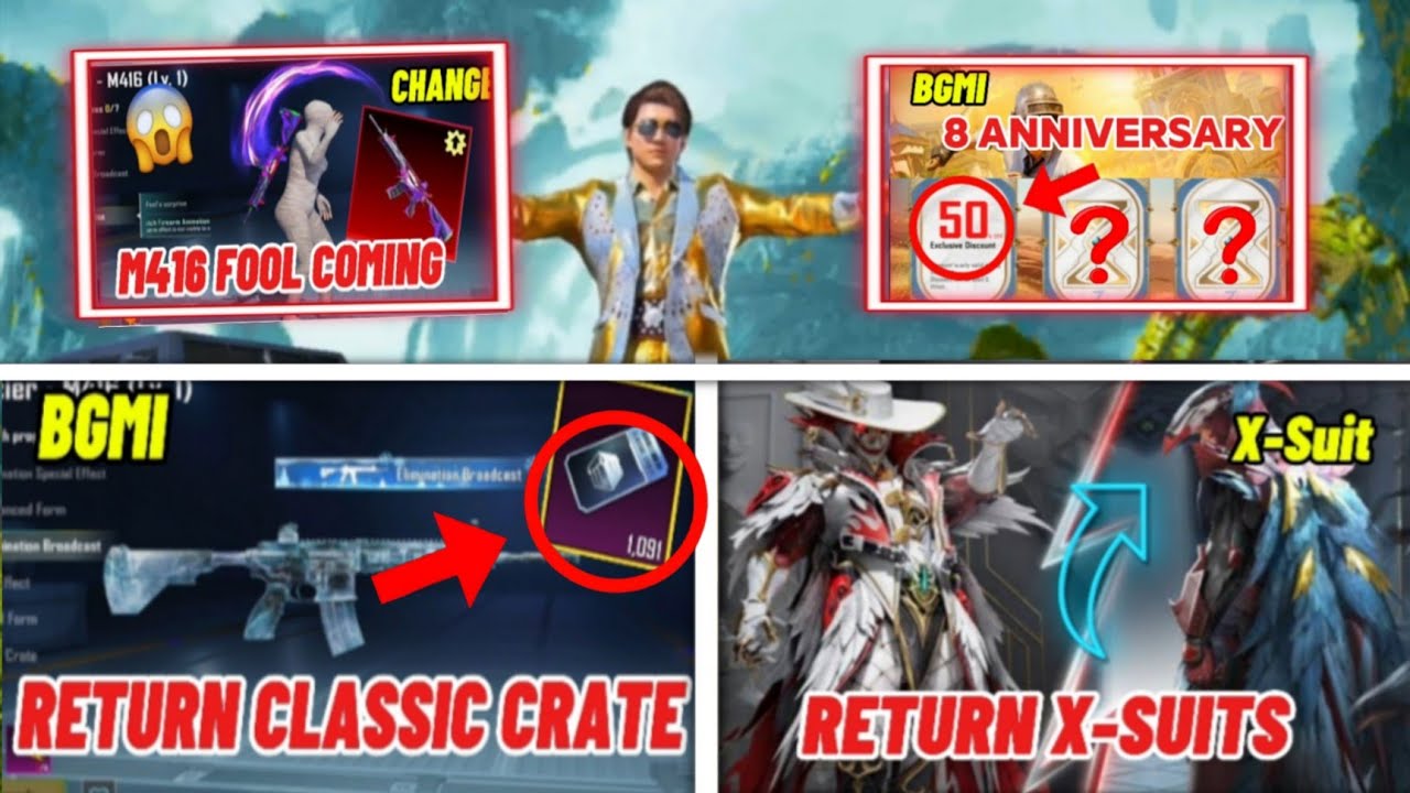 🔴 OG M416 GLACIER IN CLASSIC CRATE | X-SUIT RETURN | 8th ANNIVERSARY EVENT | M416 FOOL RETURN COMING