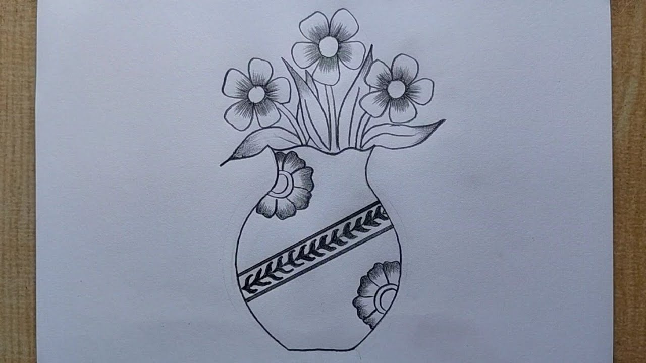 Flower pot drawing easy| Flower Vase drawing| Pencil drawing| How to draw Flower pot