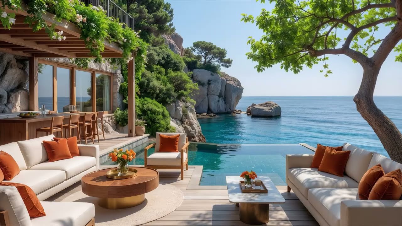 Morning Jazz with Ocean View for Peace Mind | Relaxing Jazz & Nature Sounds for Tranquil Retreat