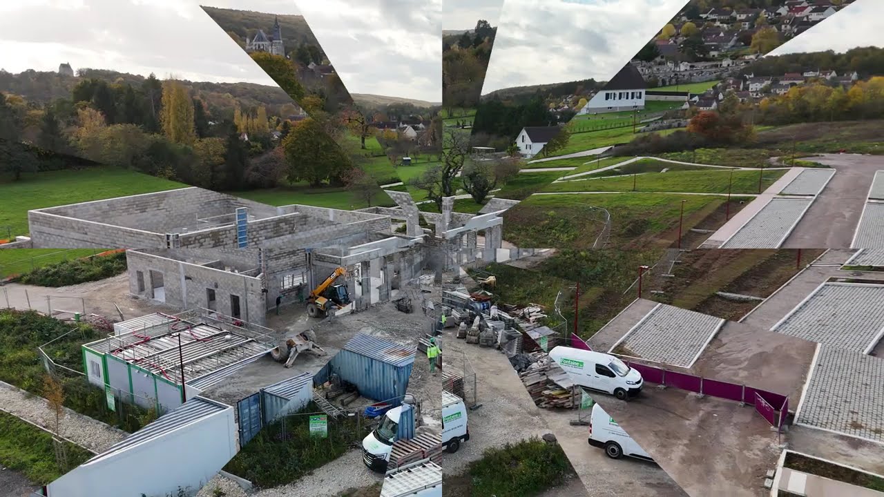 drone 360° :  fin du gros oeuvre du Centre de loisirs de St Julien du Sault