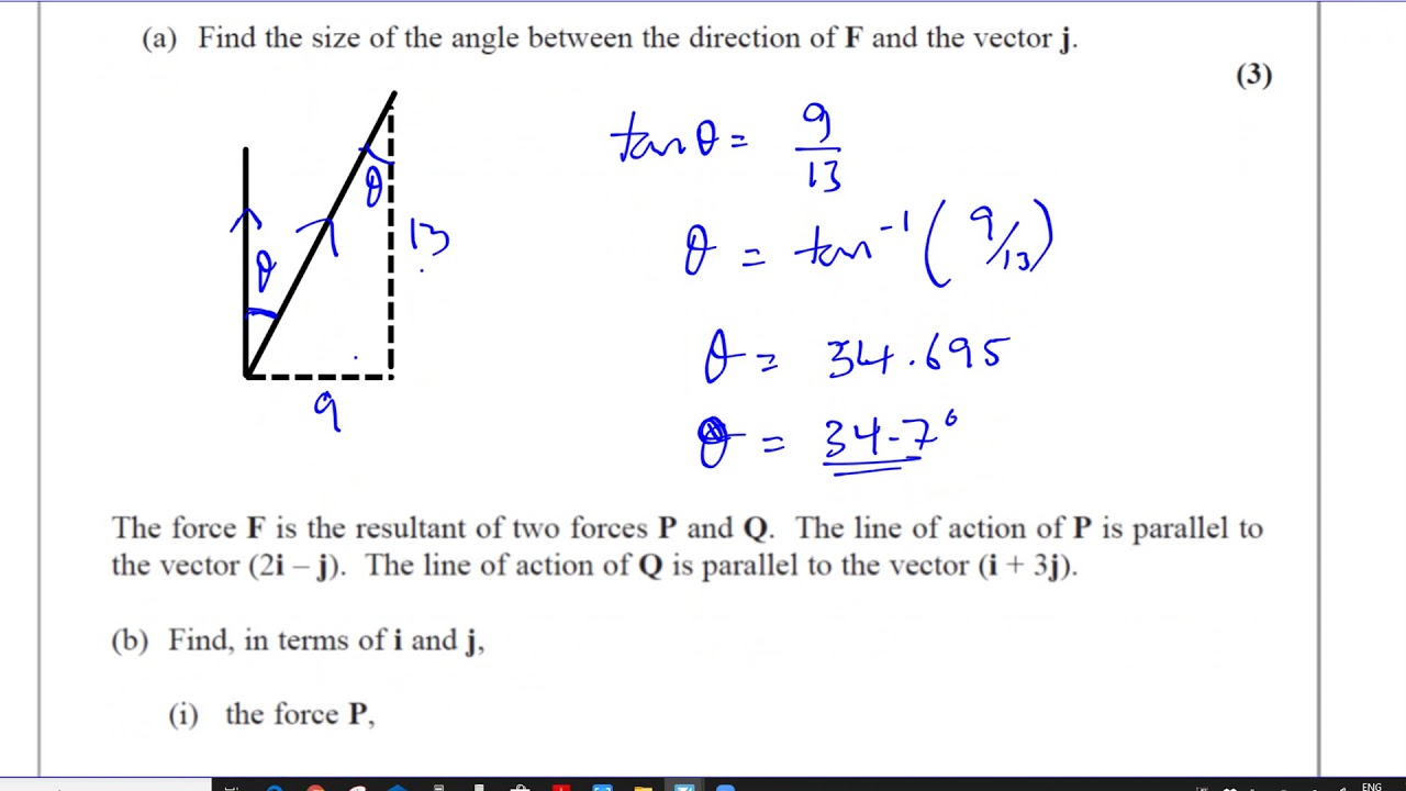 WME0101 M1 Jan 2014 IAL Q7   Vectors & Resultant Forces