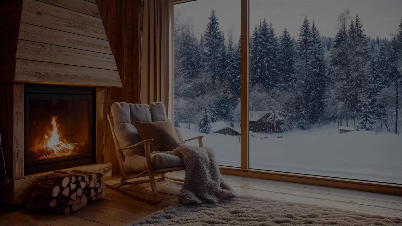 🔥Come In From the Cold | A Warm Cabin with Firelight and Falling Snow