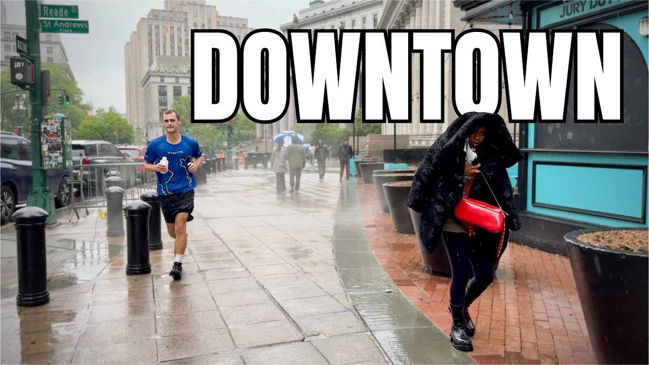 NEW YORK CITY Walking Tour [4K] - DOWNTOWN ... Rainy Day in NYC