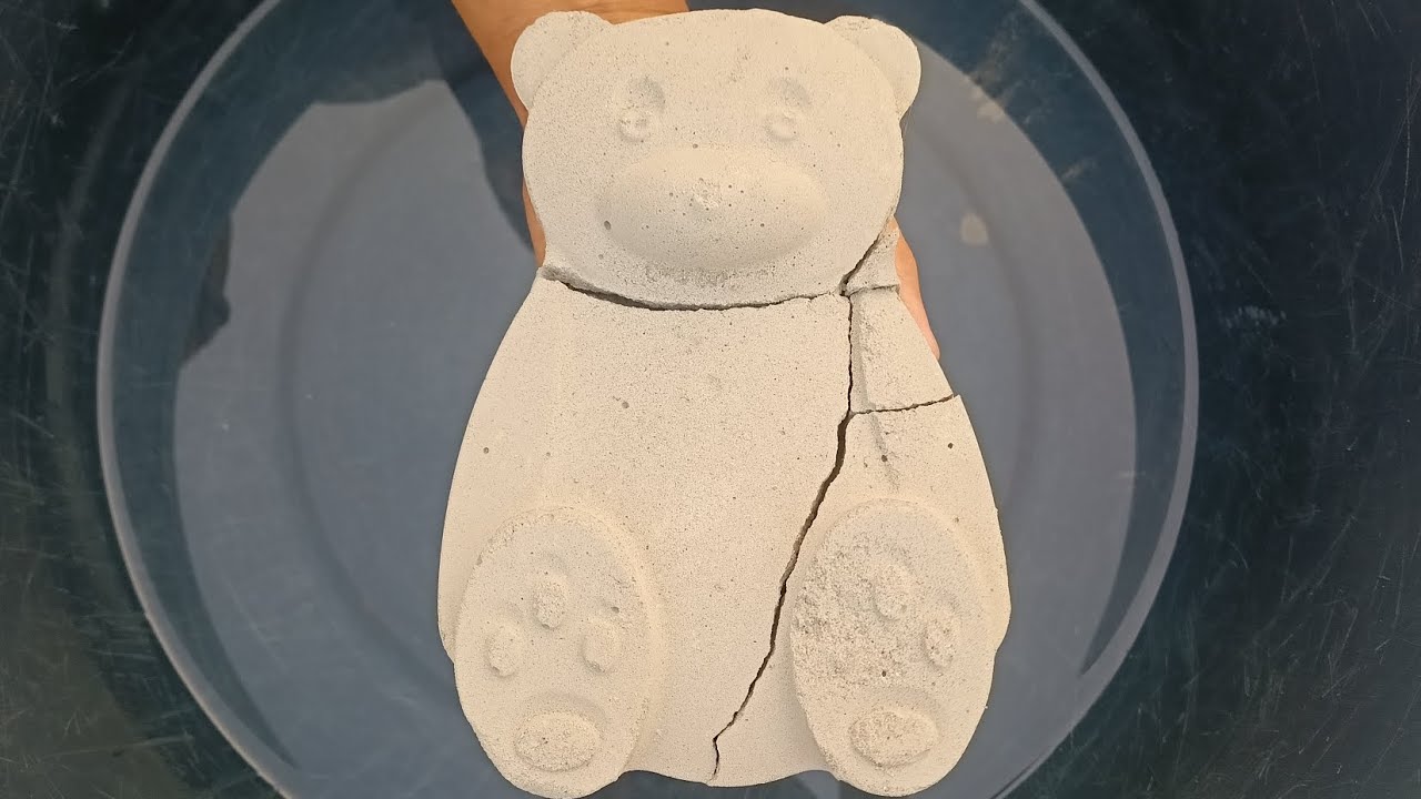 ASMR Very Soft Dusty 😍 Pure Cement Bear 🐻 Shapes Crumble On Lots Of Water 🌊💦🌀🌀🌀