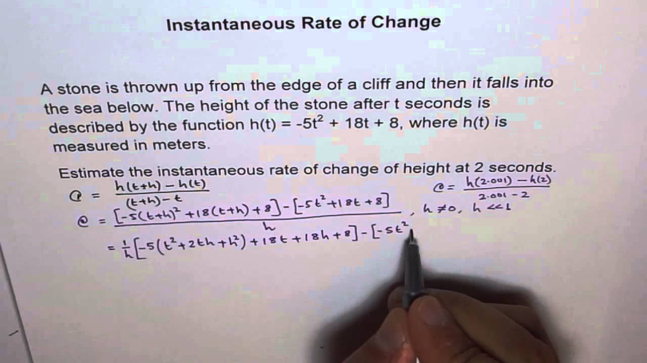 Instantaneous Rate of Change of Height