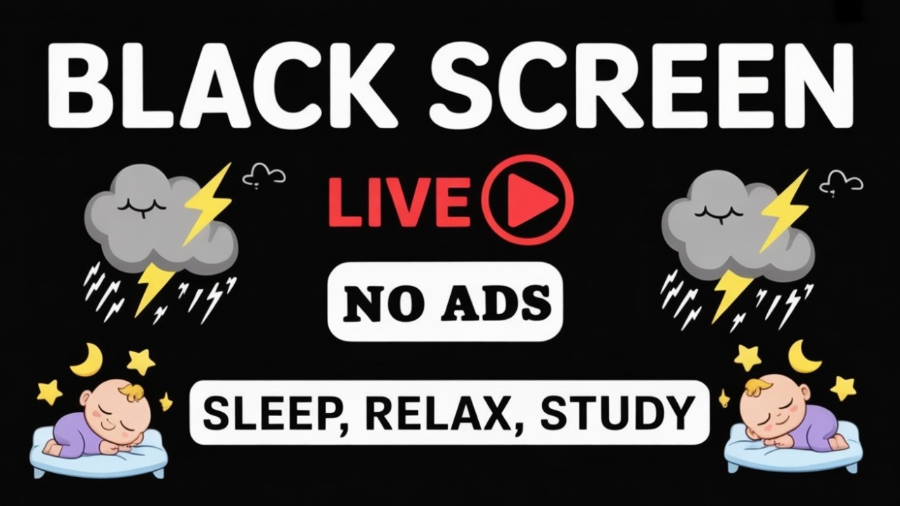 Thunderstorm Sounds with Heavy Rain for Sleeping Peacefully on Black Screen at Night 15