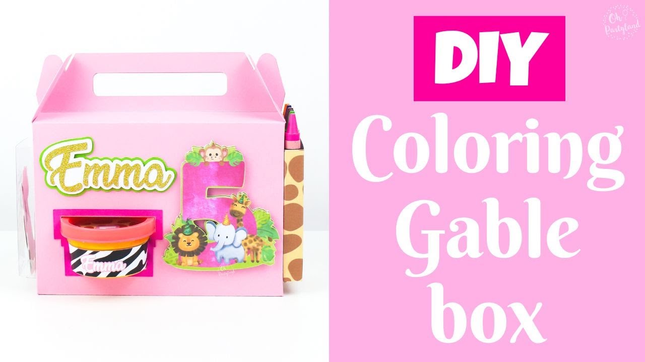 Coloring Gable Box Template for Cricut and Silhouette | Assembly Video Tutorial | Ohpartyland! 🎊|
