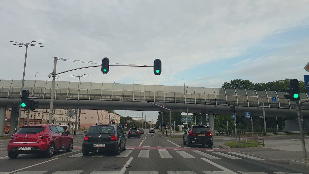 Gdańsk sierpień 2021 Day up Driving Car 4K HIGH FR60