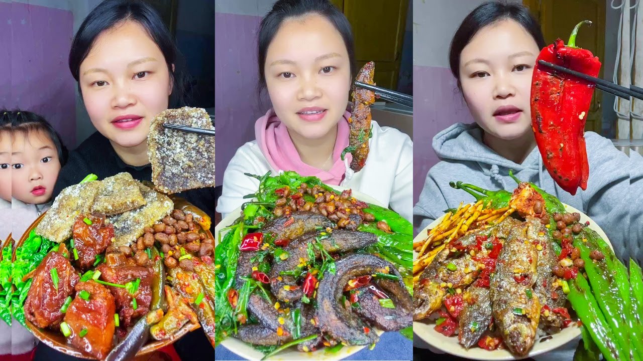 Let's Eat With Jin Rural daily meals Braised Pork With Soybean, And Fried Fish Asmr Food |Ep42
