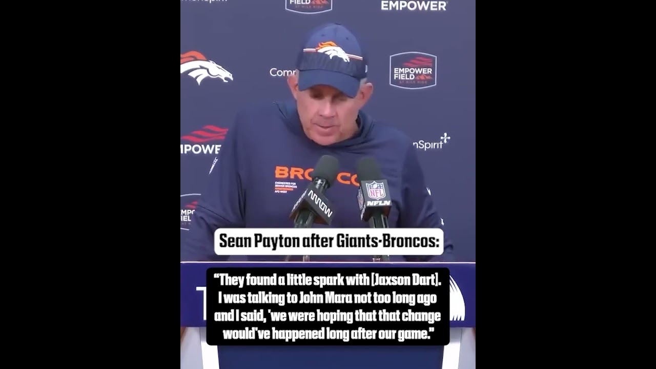 Sean Payton&rsquo;s comments on the Giants' QB change from Russell Wilson to Jaxson Dart (via @broncos/IG)