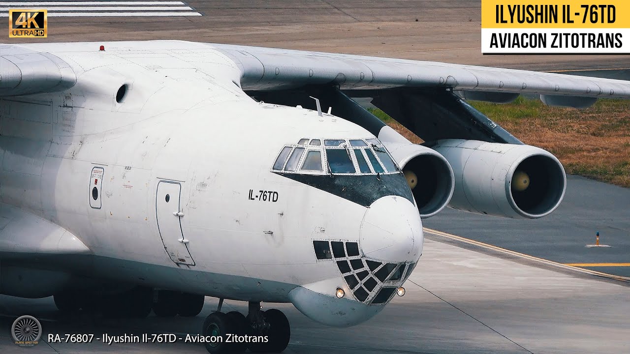 Aircraft Hard Landing | Ilyushin-Il-76TD | Aviacon Zitotrans Drift On Runway
