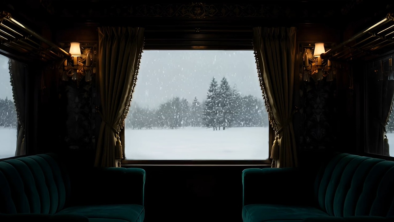Luxury Train in a Snowstorm | Window View Ambience ❄️