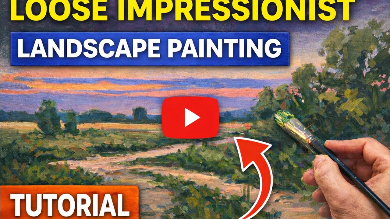 Loose Impressionist Landscape Painting Tutorial | Plein Air Style Path & Sunset