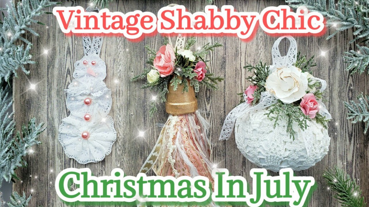 DIY Shabby Chic Vintage Lace Christmas Ornaments || Christmas In July