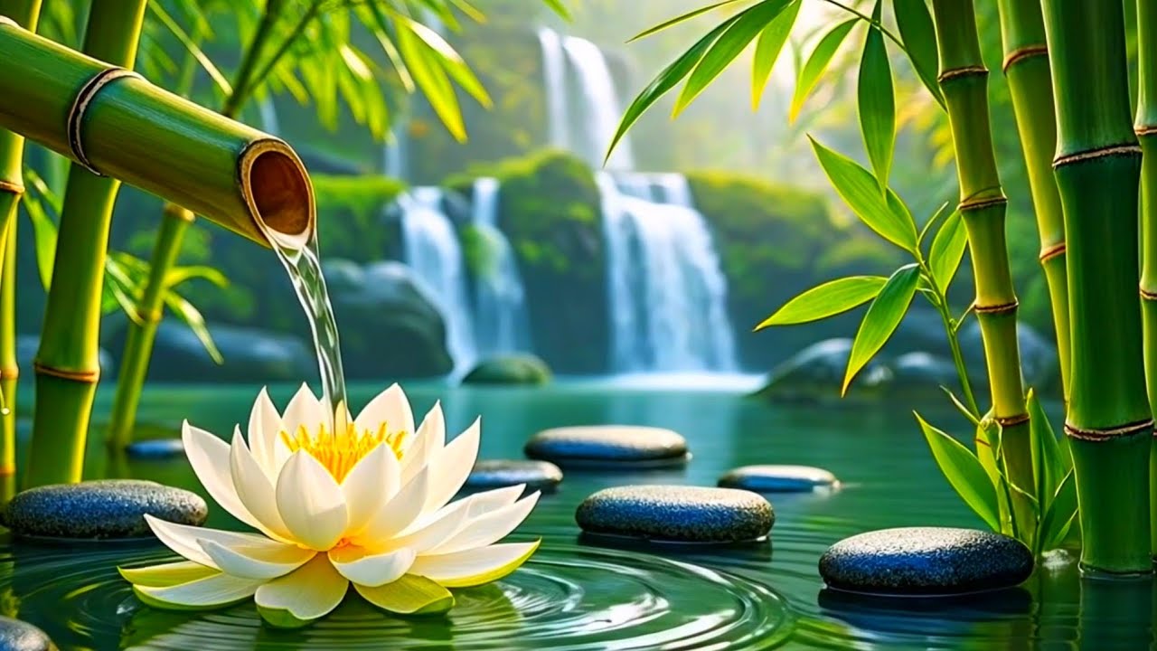 Soothing Spa Piano Music 🌿 Relaxing Sleep Music & Nature Sounds, Bamboo Water Fountain, Calm Music