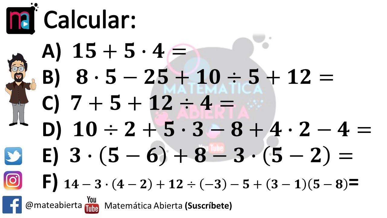 OPERACIONES con números ENTEROS / Suma, resta, multiplicación y división / Ejercicio N° 1