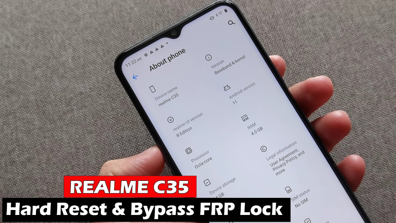REALME C35 - Hard Reset & Bypass FRP Lock