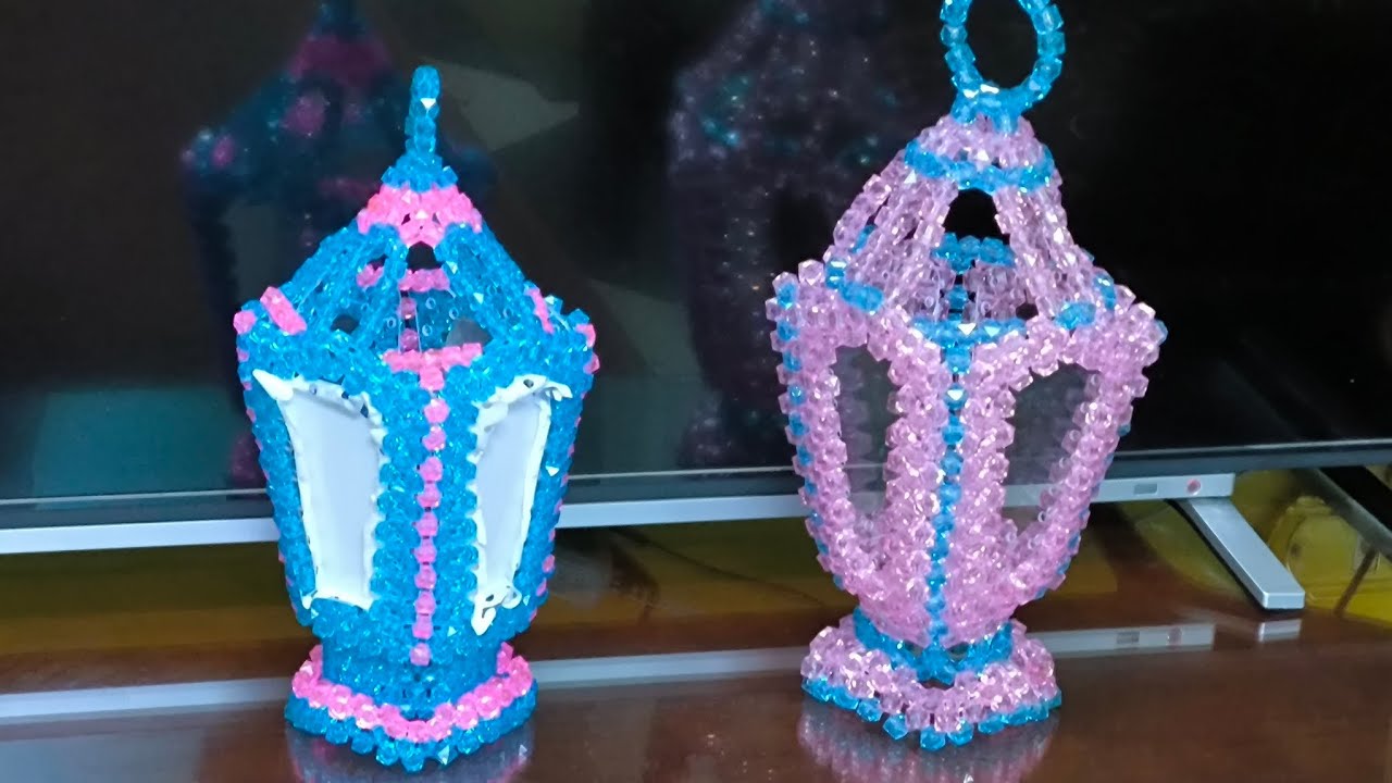 فانوس كبير بالخرز والاكليريك الشفاف 2/3 🎉Large lantern made of beads and clear acrylic 