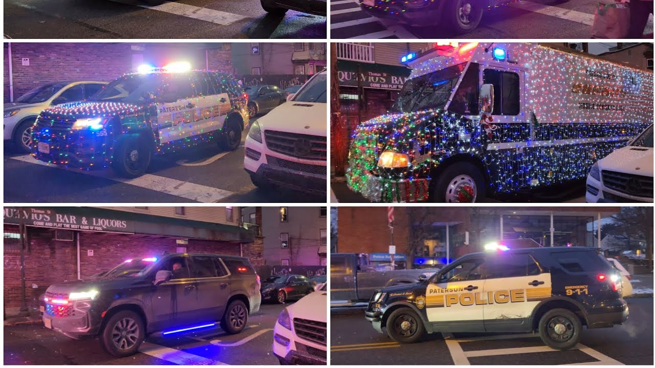 Paterson santa run full parade, Passaic county sheriff, Paterson Police, Paterson Fire 12/24/24