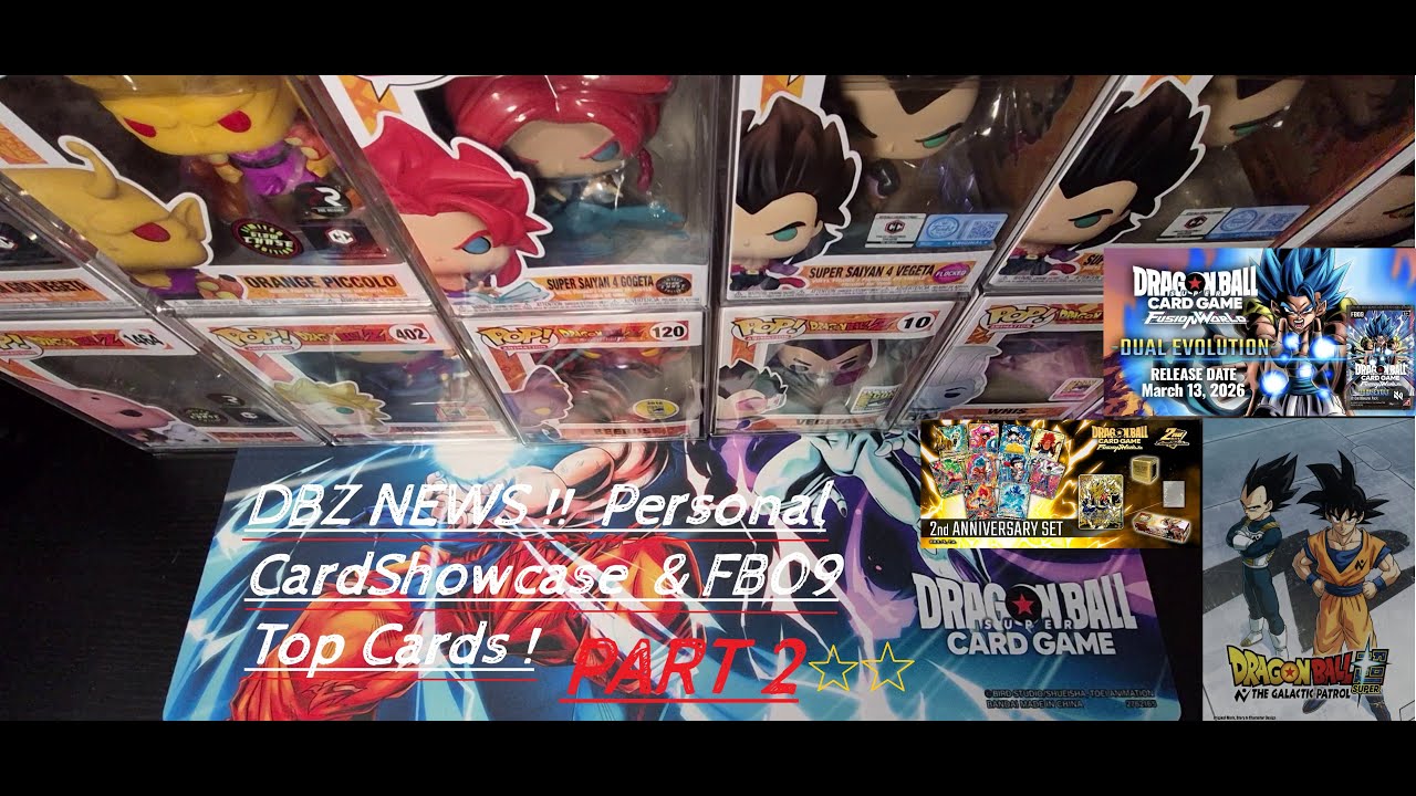 DBZ NEWS PART 2 + Personal Card Showcase!!  & Anniversary Set Details!! More FB09 Dual Evo Cards !!