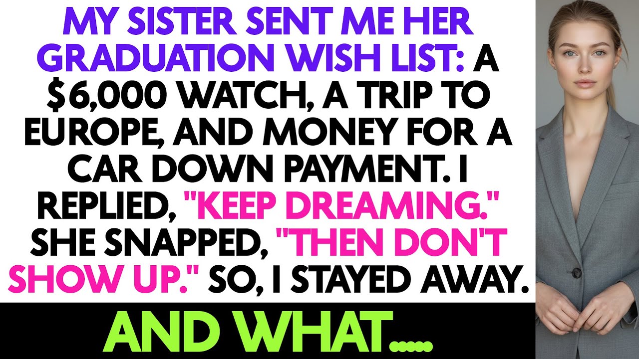My Sister Sent Me Her Graduation Wish List: A $6,000 Watch, A Trip To Europe, And...
