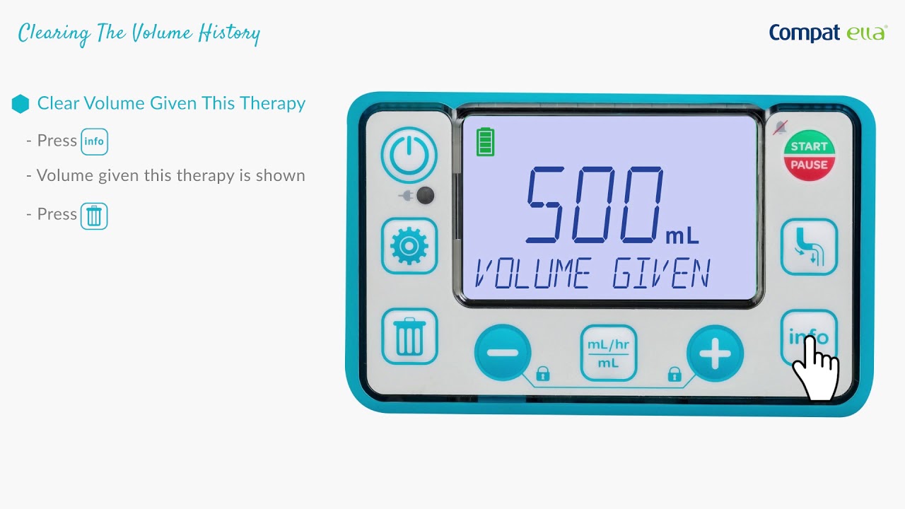 08 - Compat Ella Enteral Feeding Pump - Clearing the Volume History Values