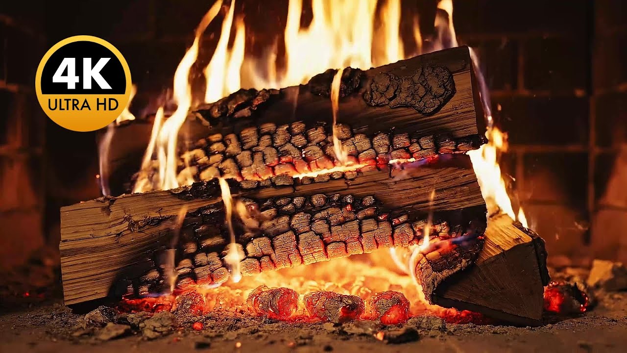 4K Fireplace Ambience – live of Real Fire & Crackling Wood (Pure Relaxation)