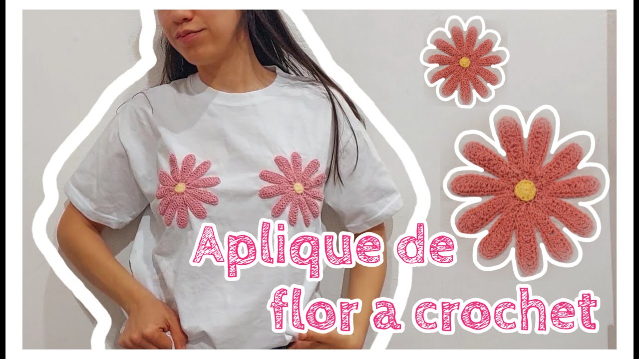 aplique de flor a crochet