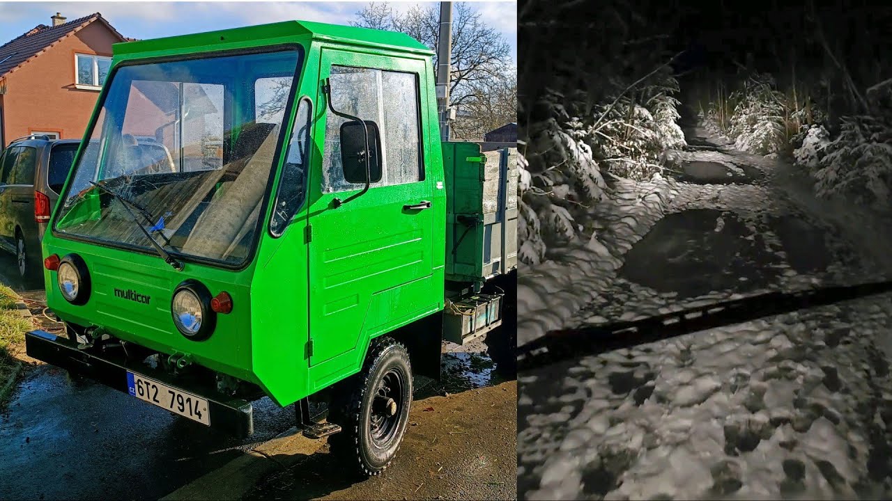 IFA Multicar M25 offroad night ride after snow storm - tractor tires - Noční offroad s Multicar M25