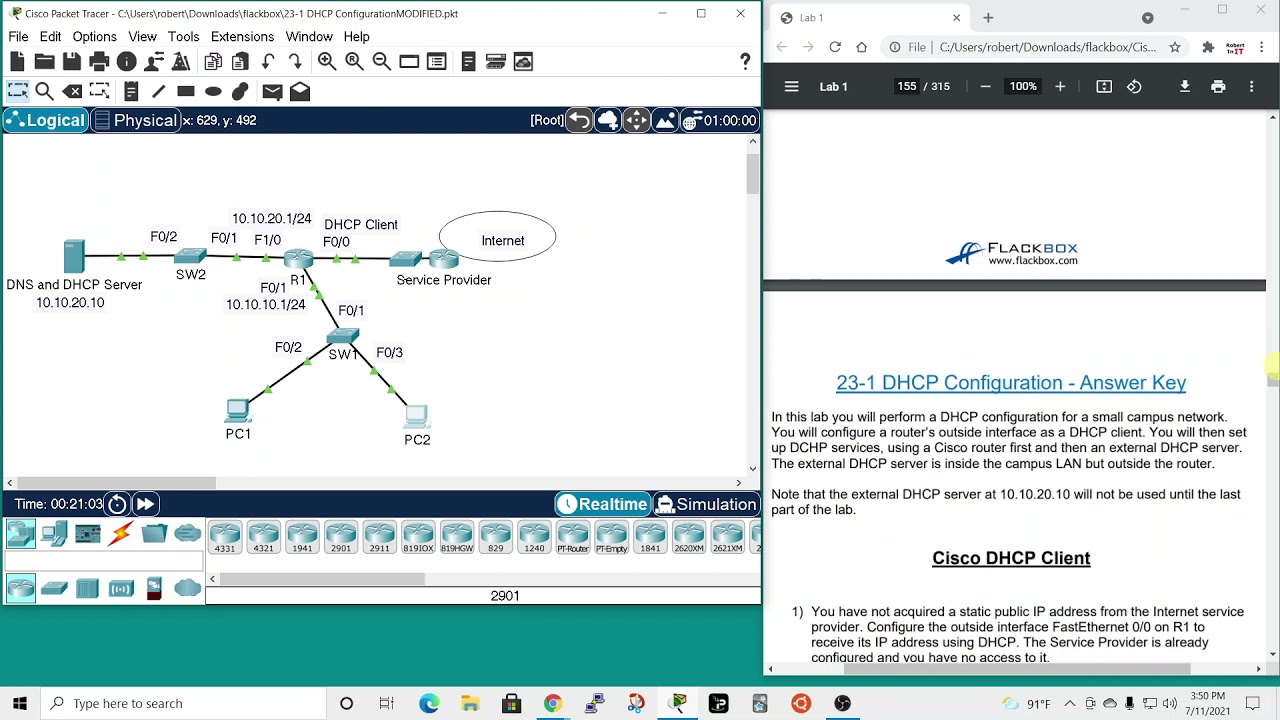 CCNA Lab: Flackbox Lab 13 – DHCP Configuration