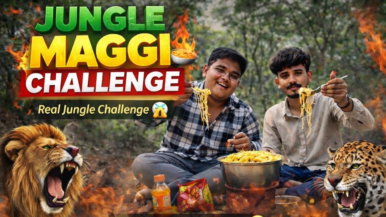 [ મેગી ચેલેન્જ ][ સિંહ, દિપડા વાળા જંગલની વચ્ચે મેગી ચેલેન્જ ]  #video #like #wildlife #virelvideo 